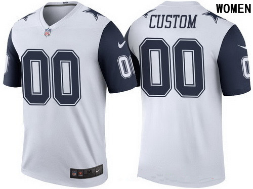 Women Dallas Cowboys White Custom Color Rush Legend NFL Nike Limited Jersey